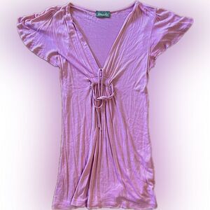 MAUDE Mauve Purple Flutter Sleeve Top
